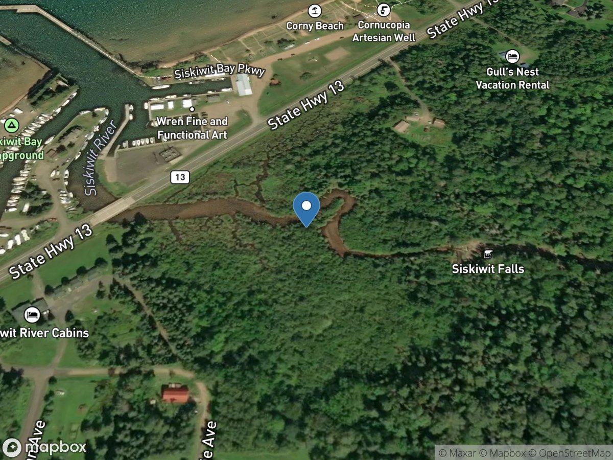 Siskiwit River at Highway 13 at Cornucopia, WI location