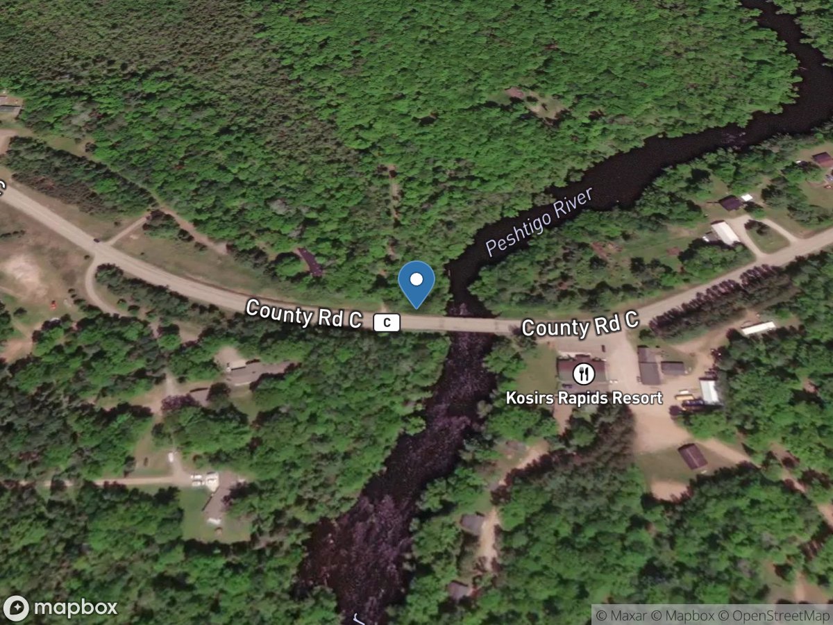 Peshtigo River near Wabeno, WI location