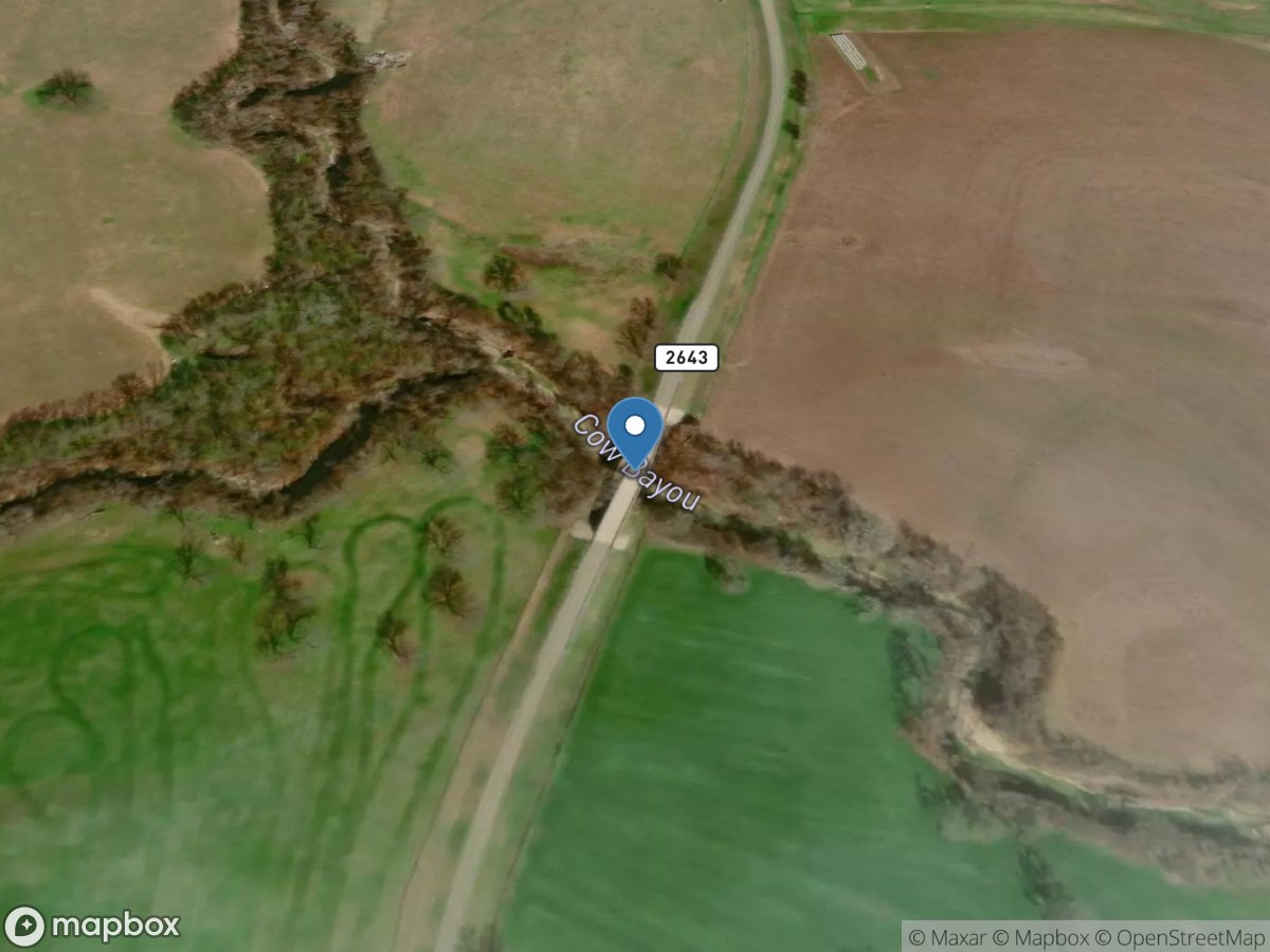 Cow Bayou at FM 2643 near Mooreville, TX location