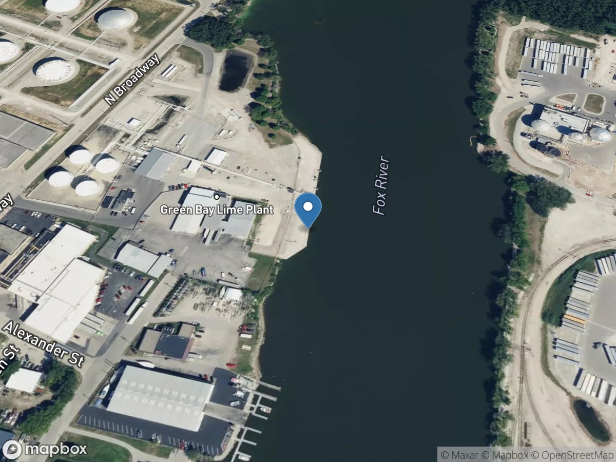 Fox River at Oil Tank Depot at Green Bay, WI location
