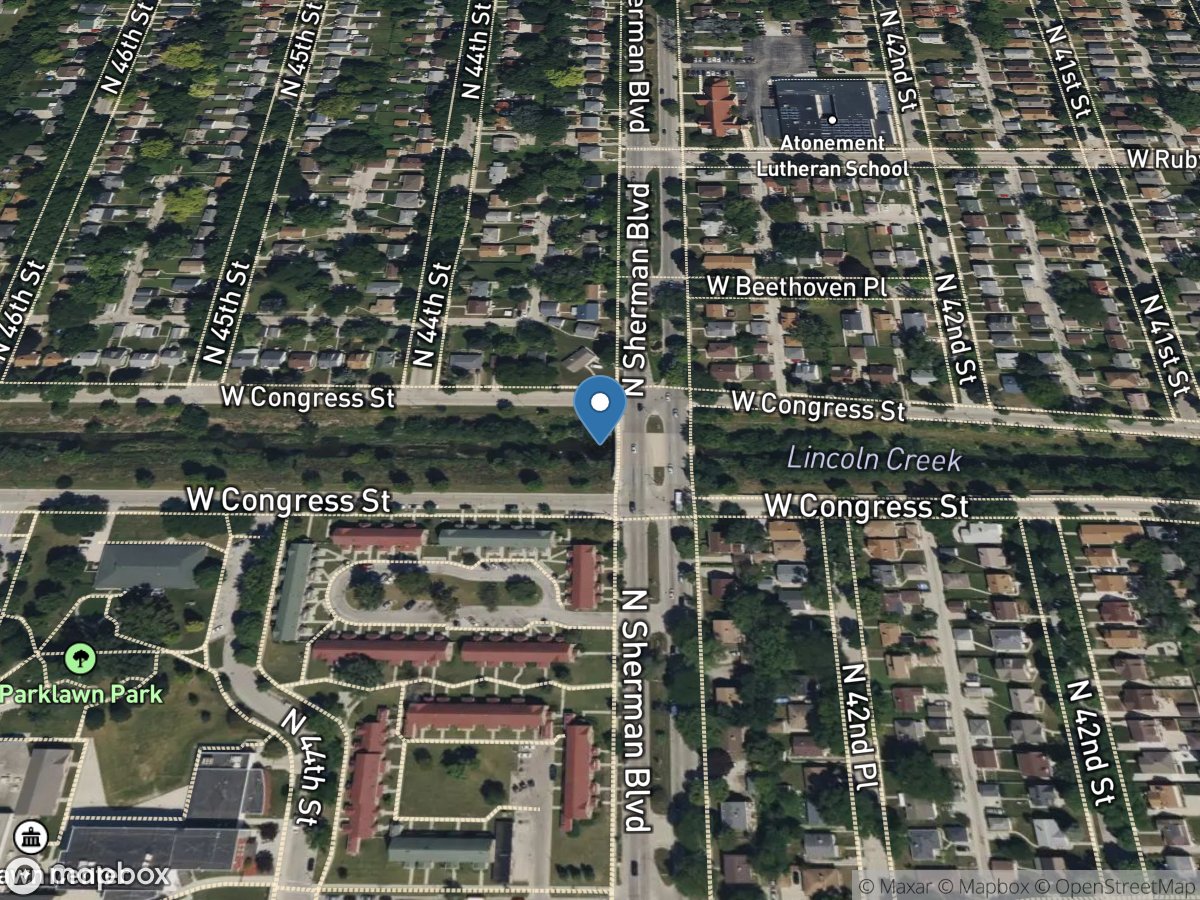 Lincoln Creek @ Sherman Boulevard at Milwaukee, WI location