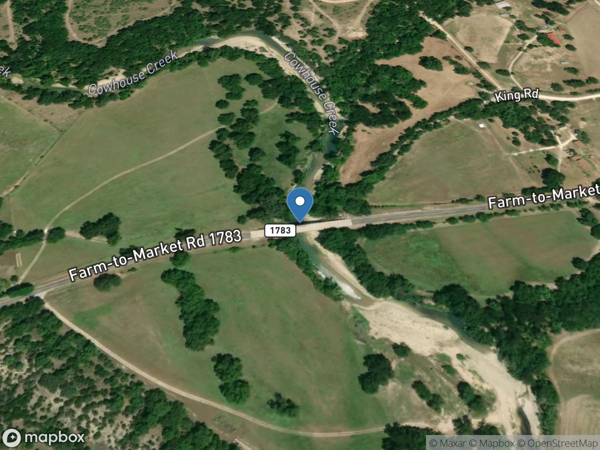 Cowhouse Creek at FM 1783 near Purmela, TX location