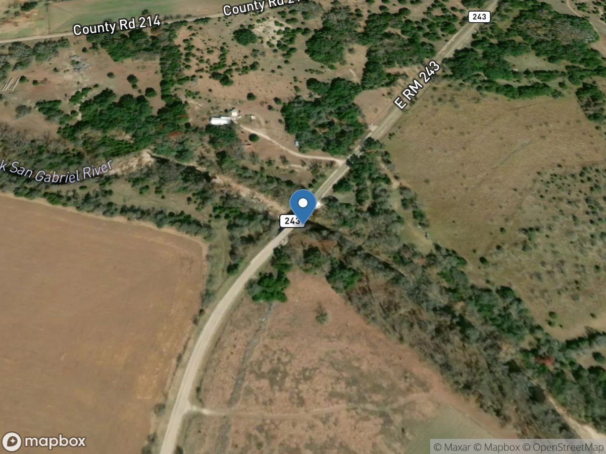 N Fork San Gabriel Rv at FM 243 near Briggs, TX location