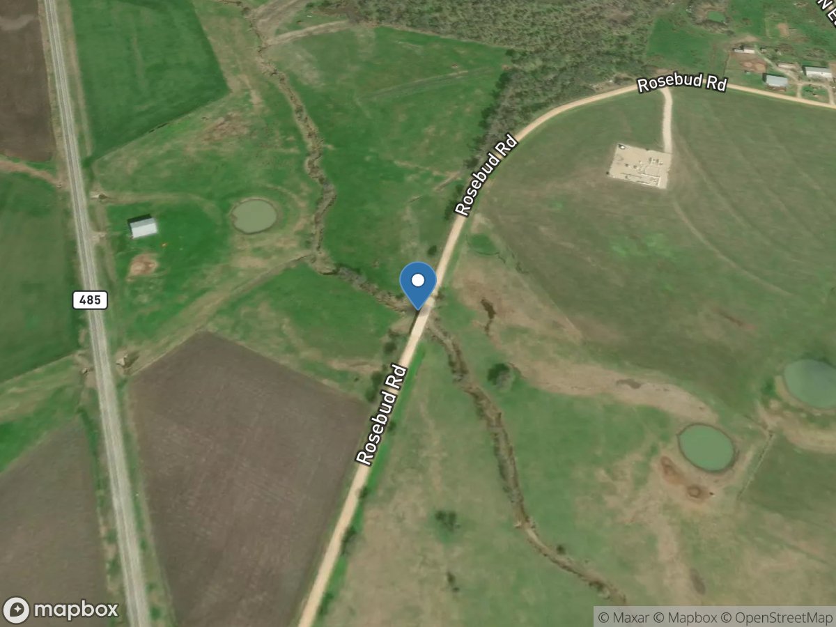 N Elm Creek at Rosebud Road near Meeks, TX location