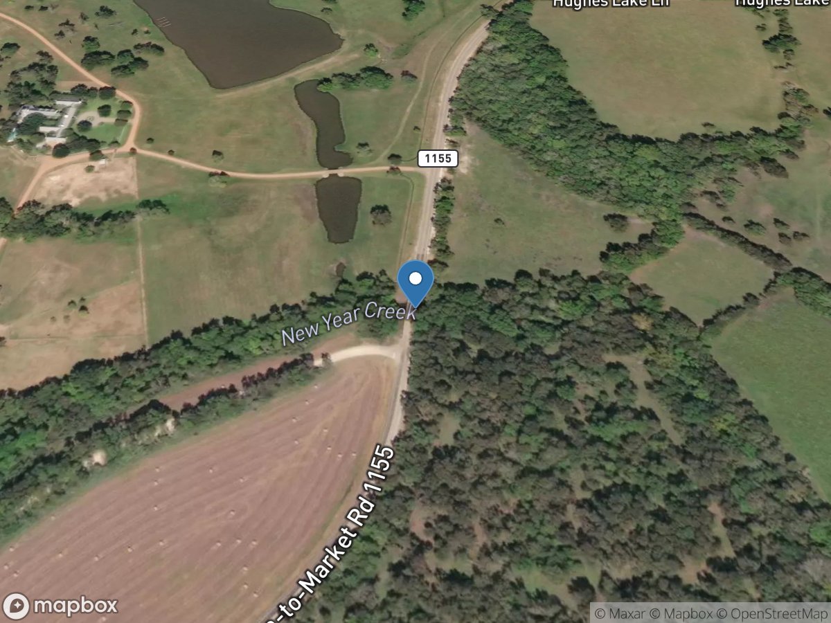 New Year Creek at FM 1155 near Chappell Hill, TX location