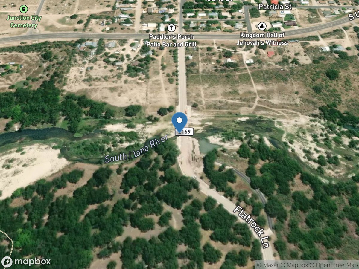 S Llano Rv at Flat Rock Lane at Junction, TX location
