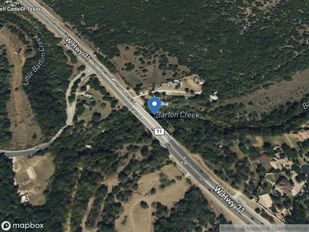 Barton Creek at SH 71 near Oak Hill, TX location