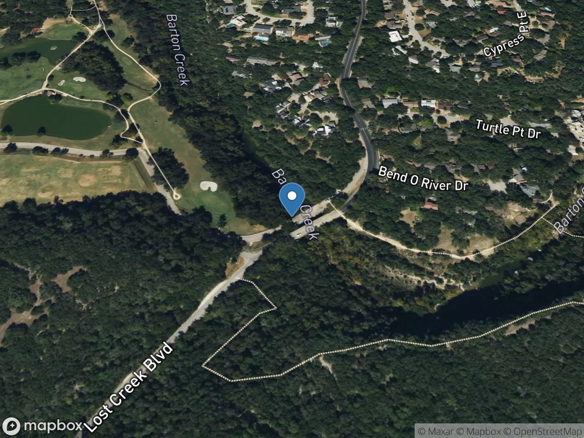 Barton Creek at Lost Creek Boulevard near Austin, TX location