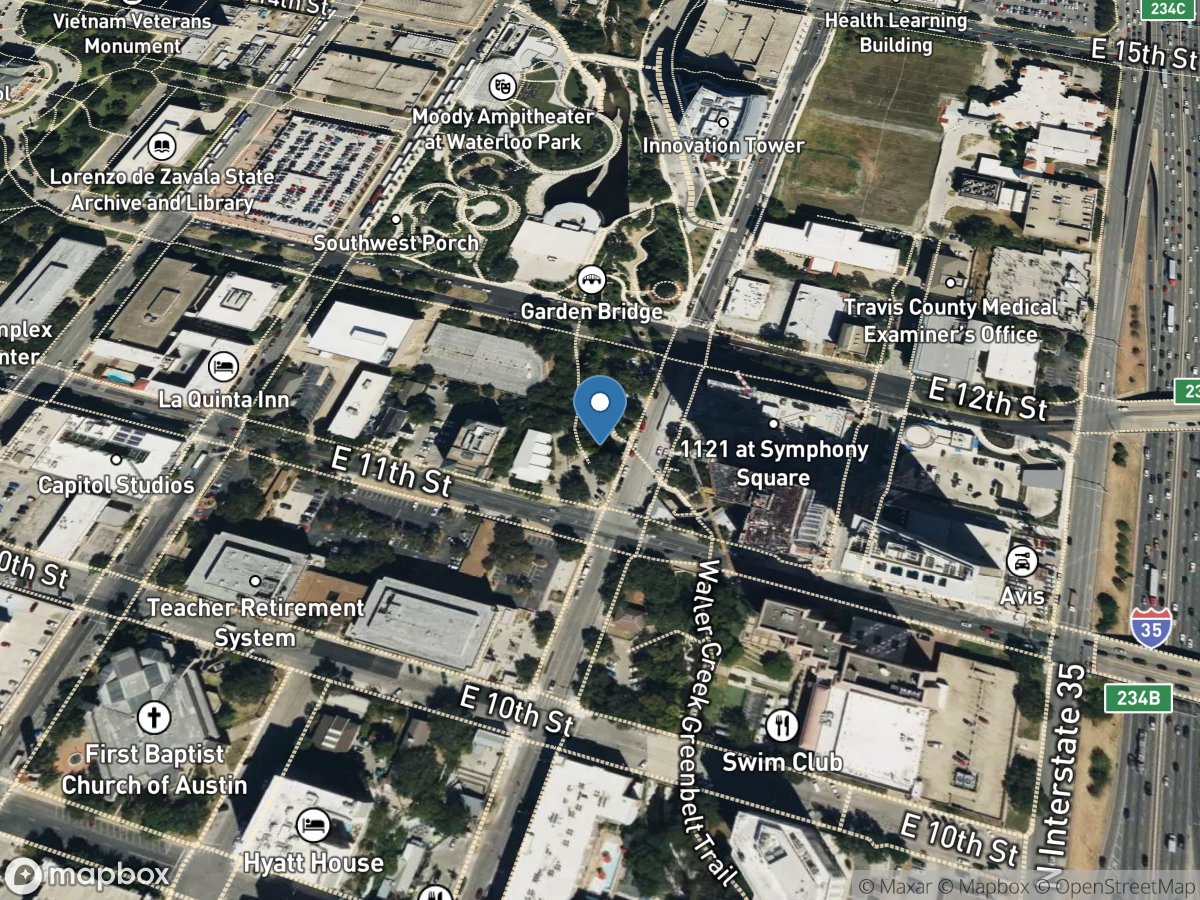 Waller Creek at Red River St, Austin, TX location