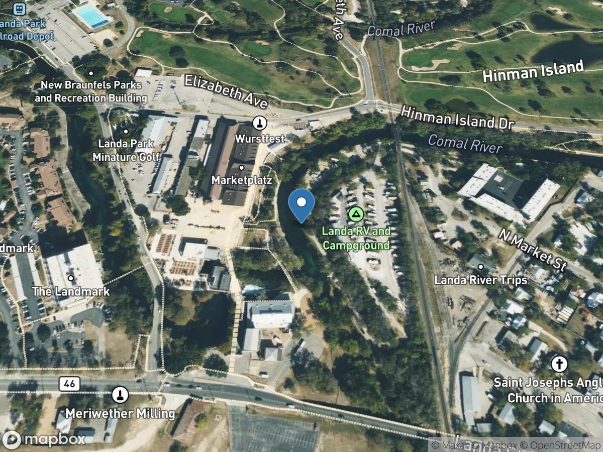 Comal Rv DS of Dry Comal Ck, New Braunfels, TX location