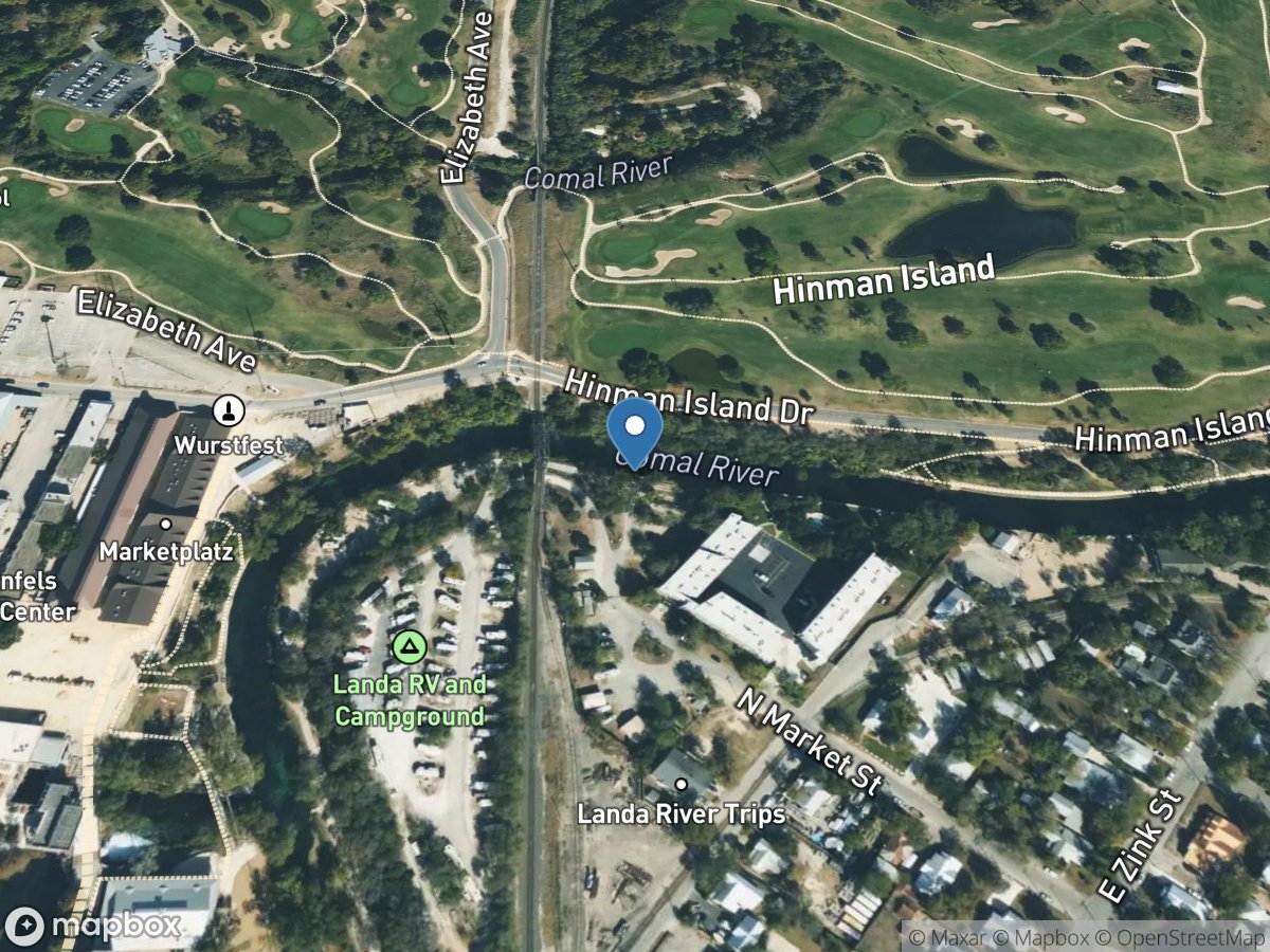 Comal Rv DS of RR bridge, New Braunfels, TX location