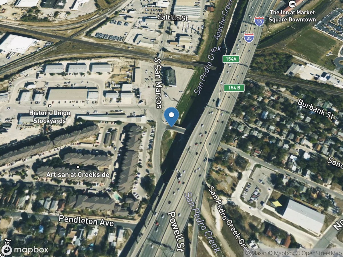 San Pedro Creek at Furnish St, San Antonio, TX location