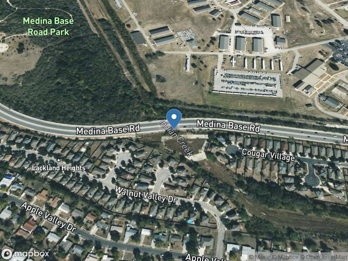 Indian Creek at Medina Base Rd, San Antonio, TX location