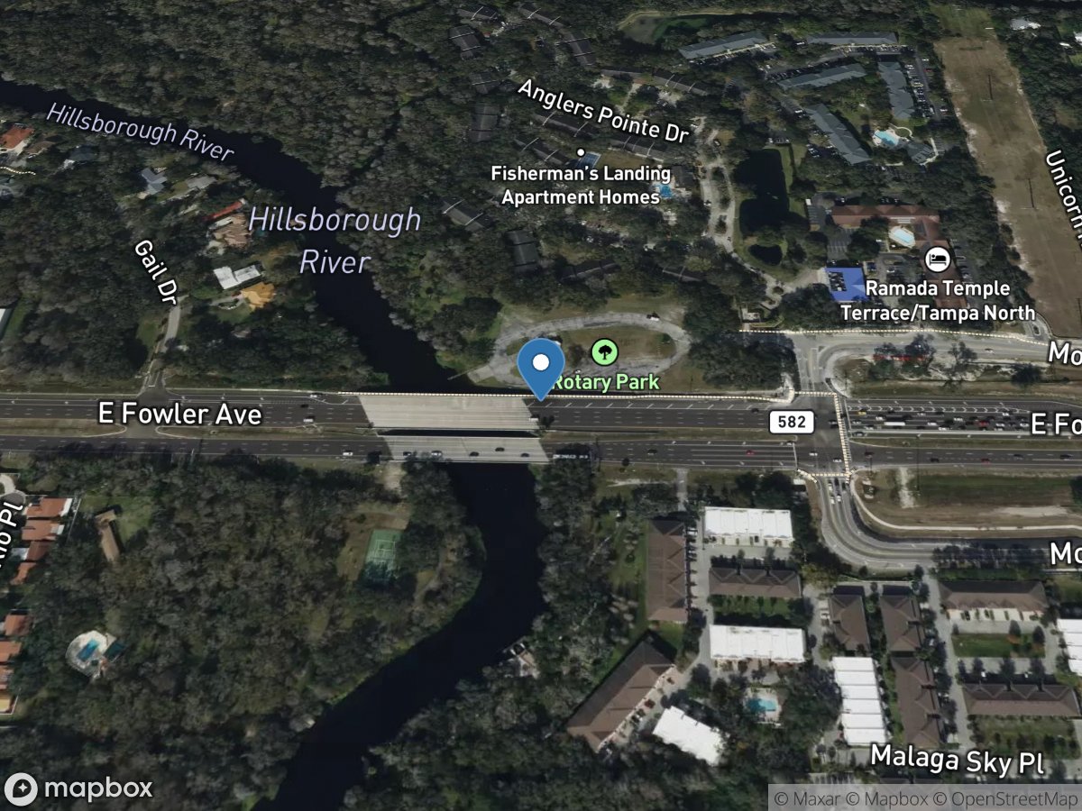 Hillsborough River at Fowler Av near Temple Terrace FL location