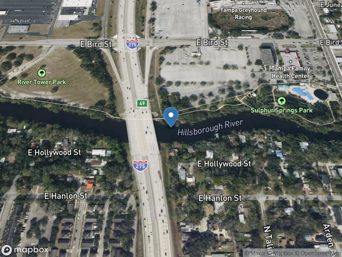 Hillsborough R. at I-275 Bridge at Sulphur Spgs FL location