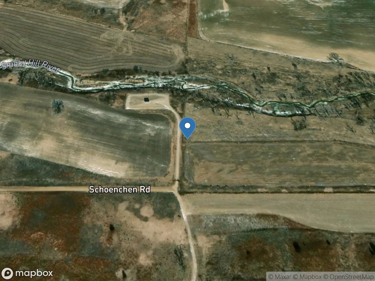 Smoky Hill River below Schoenchen, KS location