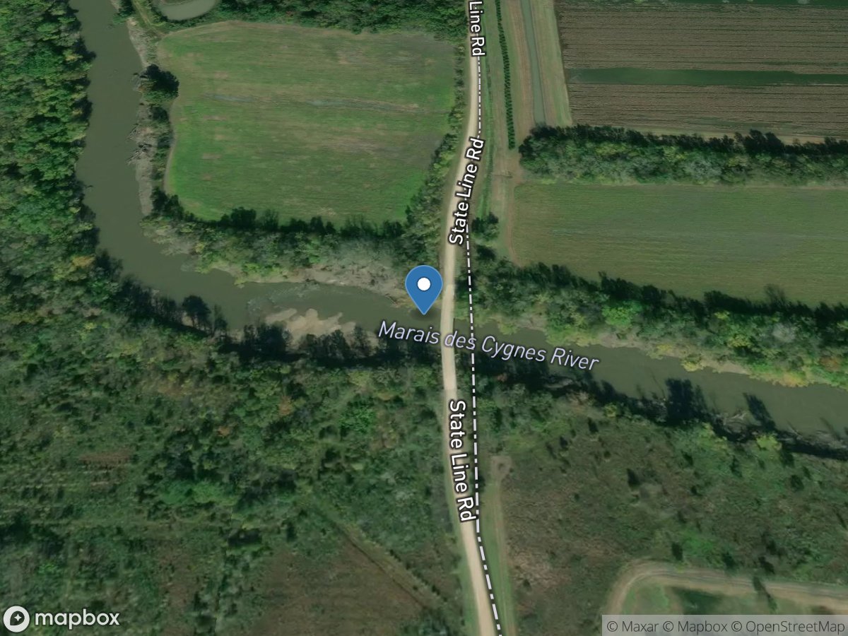 Marais Des Cygnes River near KS-MO ST Line, KS location