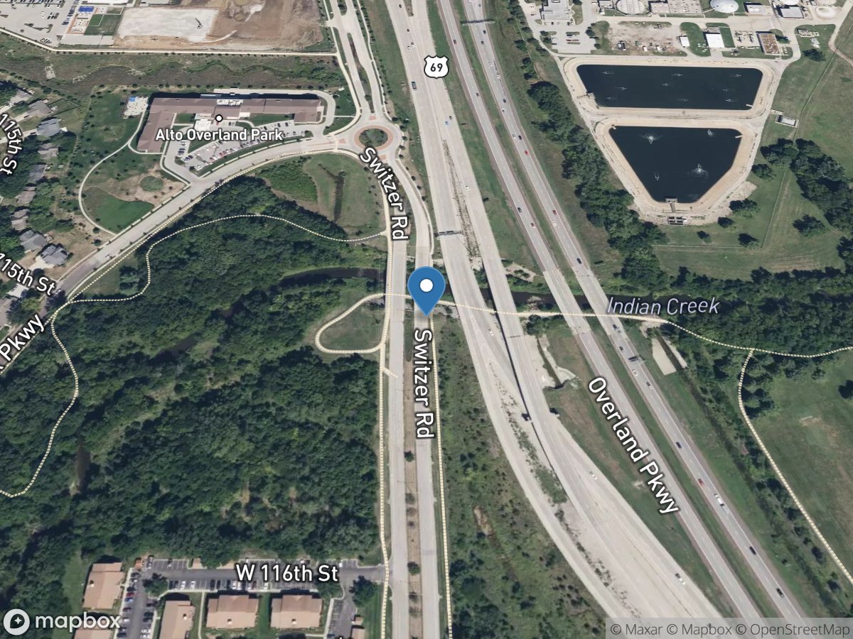 Indian Creek at Switzer Road near Overland Park, KS location