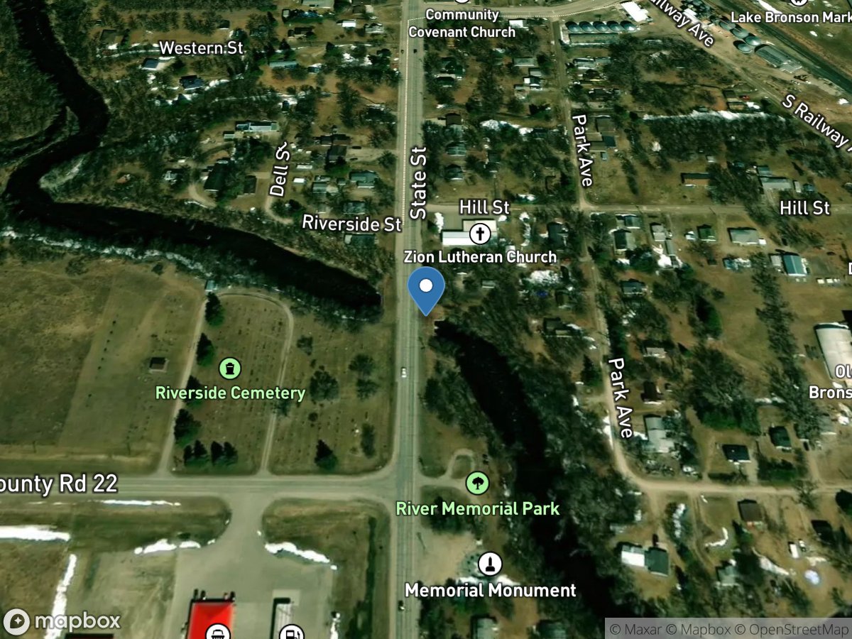 South Branch Two Rivers at Lake Bronson, MN location