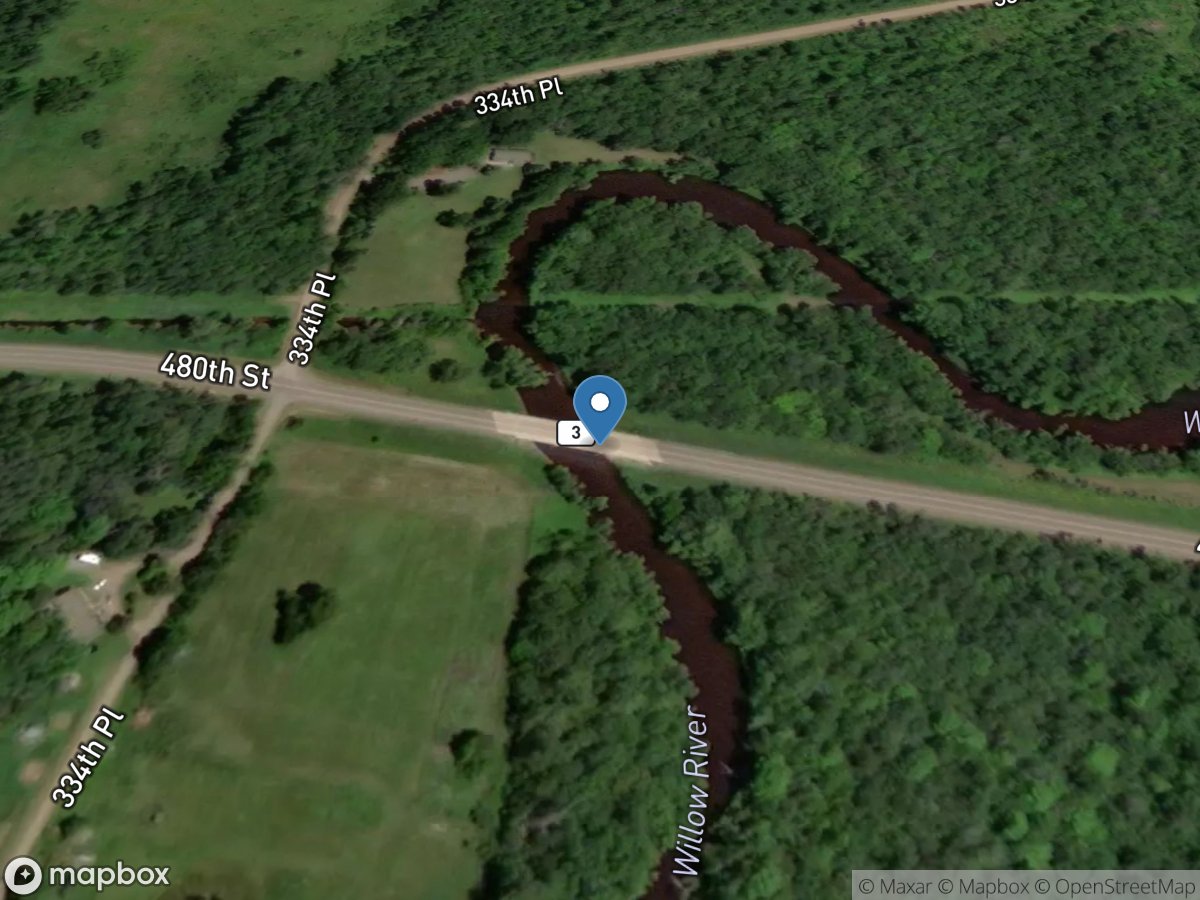 Willow River below Palisade, MN location