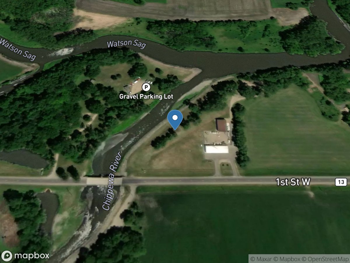 Chippewa R. (hw) above County Road 13 near Watson, MN location