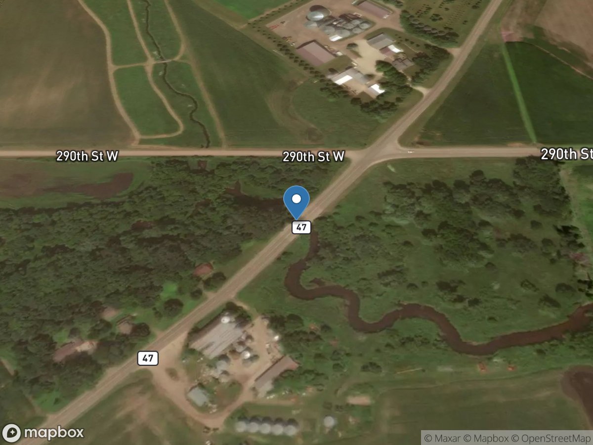 Chub Creek at Co. Hwy. 47 above Randolph, MN location