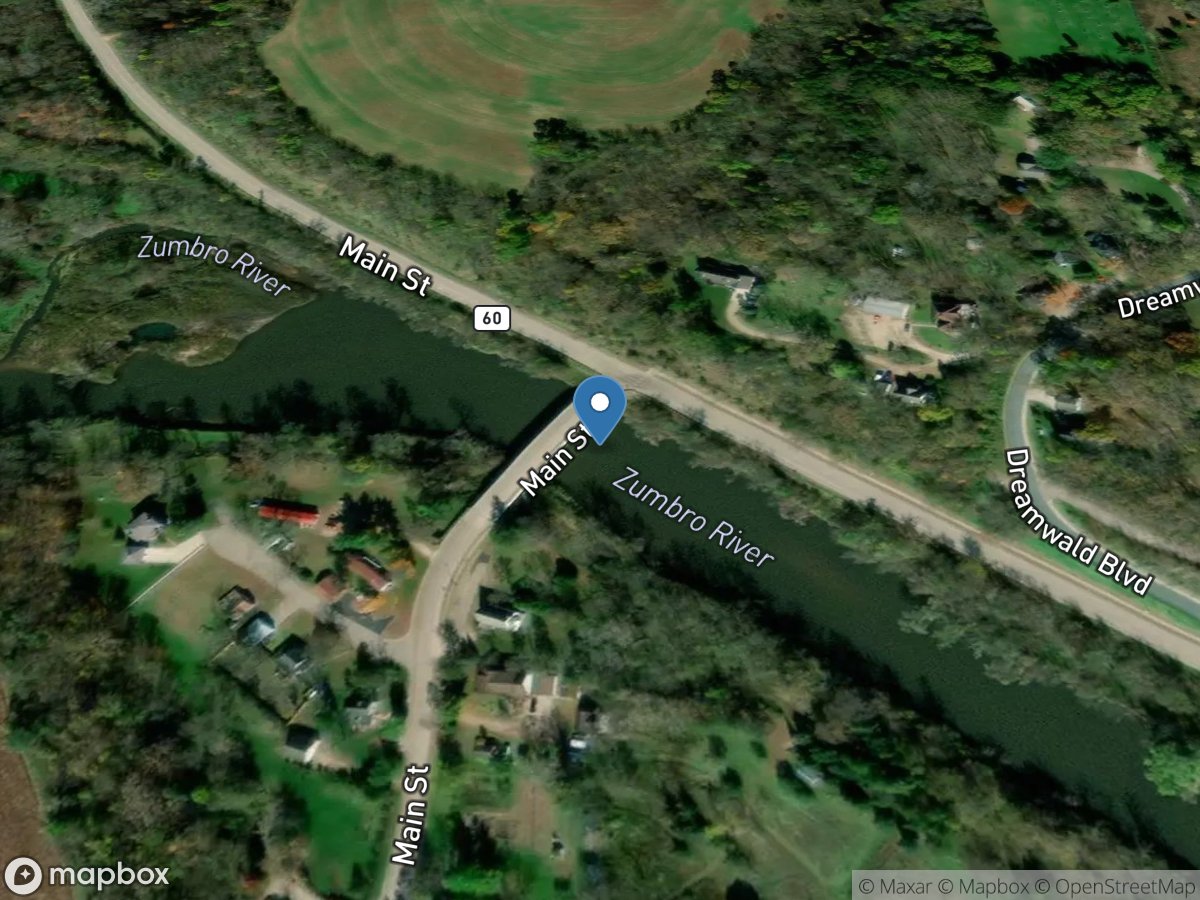 Zumbro River at Zumbro Falls, MN location