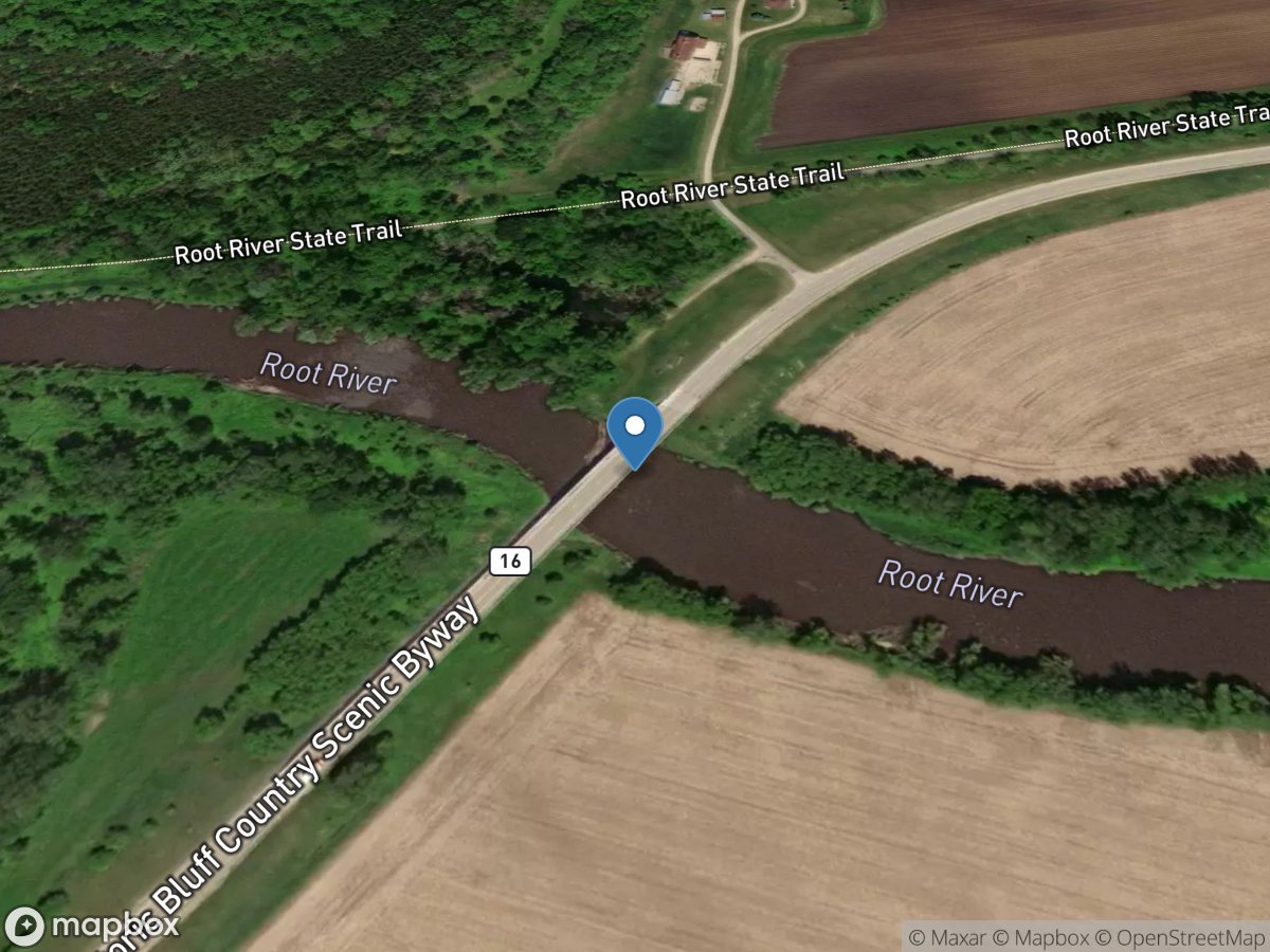 Root River above Rushford, MN location