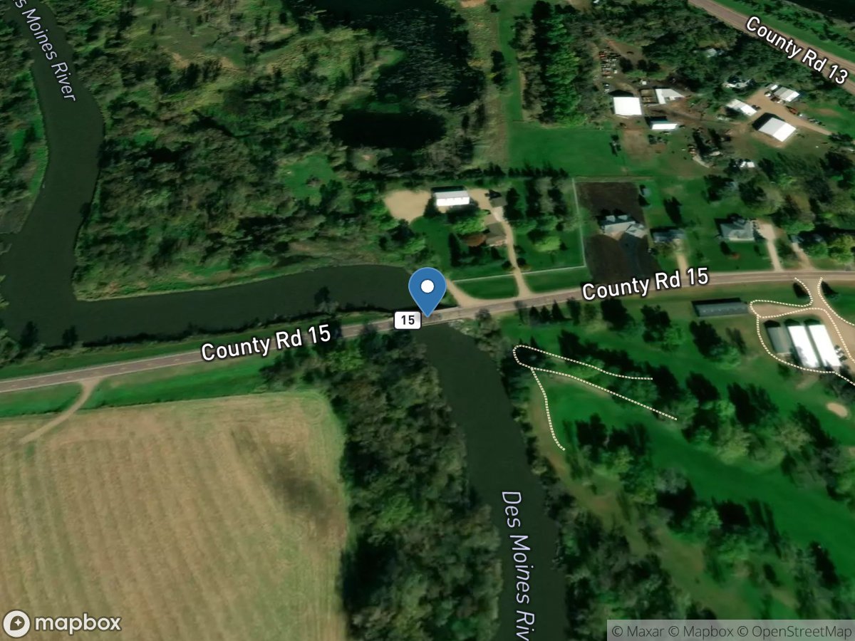 Des Moines River above Windom, MN location