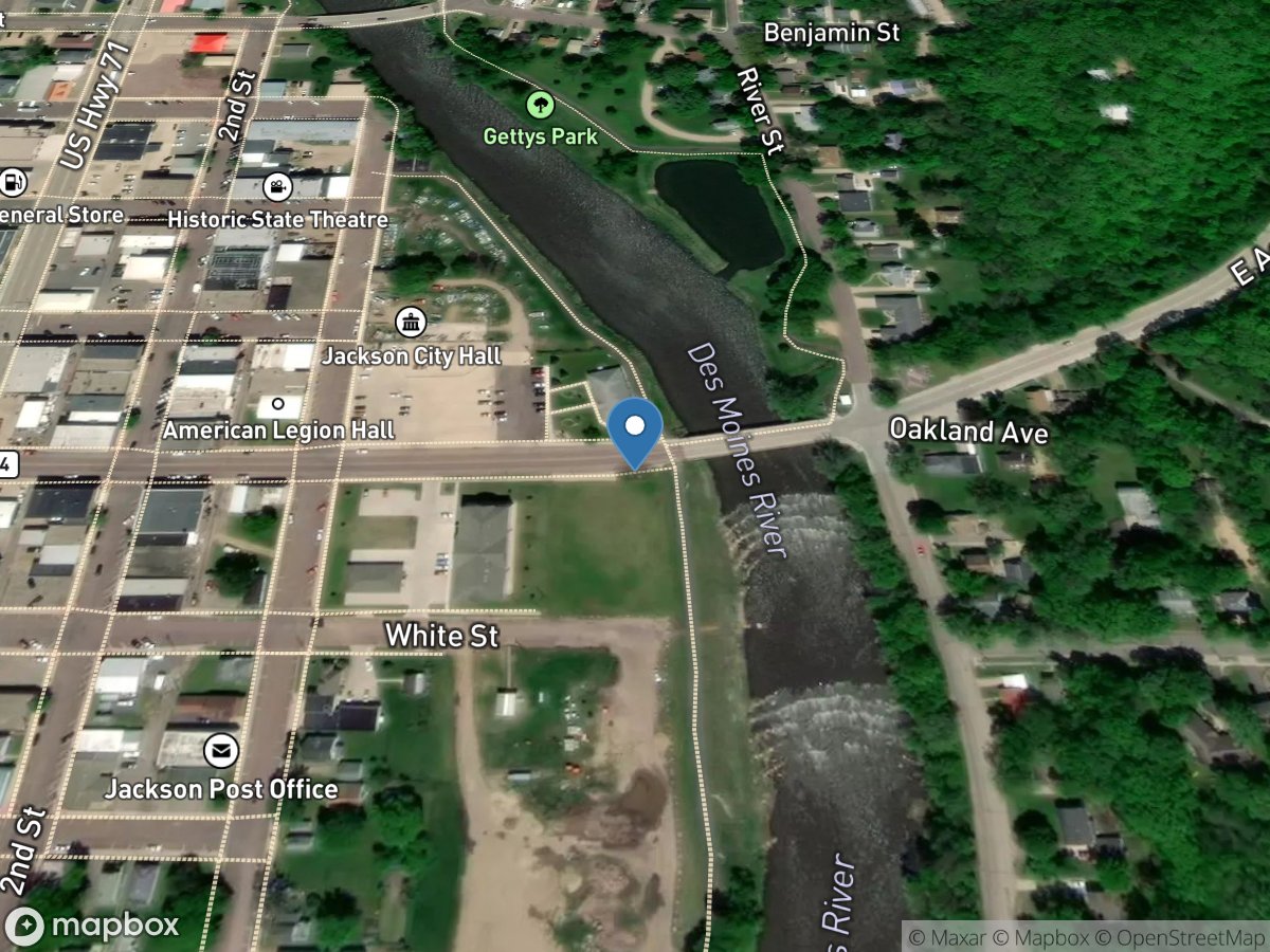 Des Moines River at Jackson, MN location