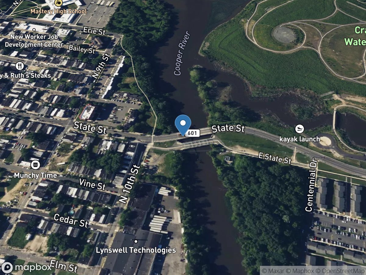 Cooper River at East State Street at Camden, NJ location