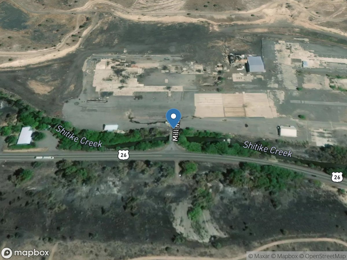 Shitike Creek near Warm Springs, OR location