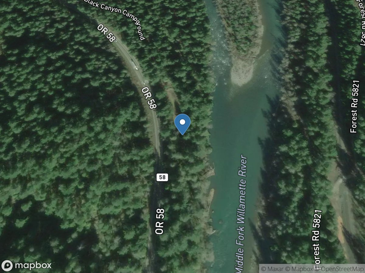 MF Willamette River below North Fork, near Oakridge, Or. location