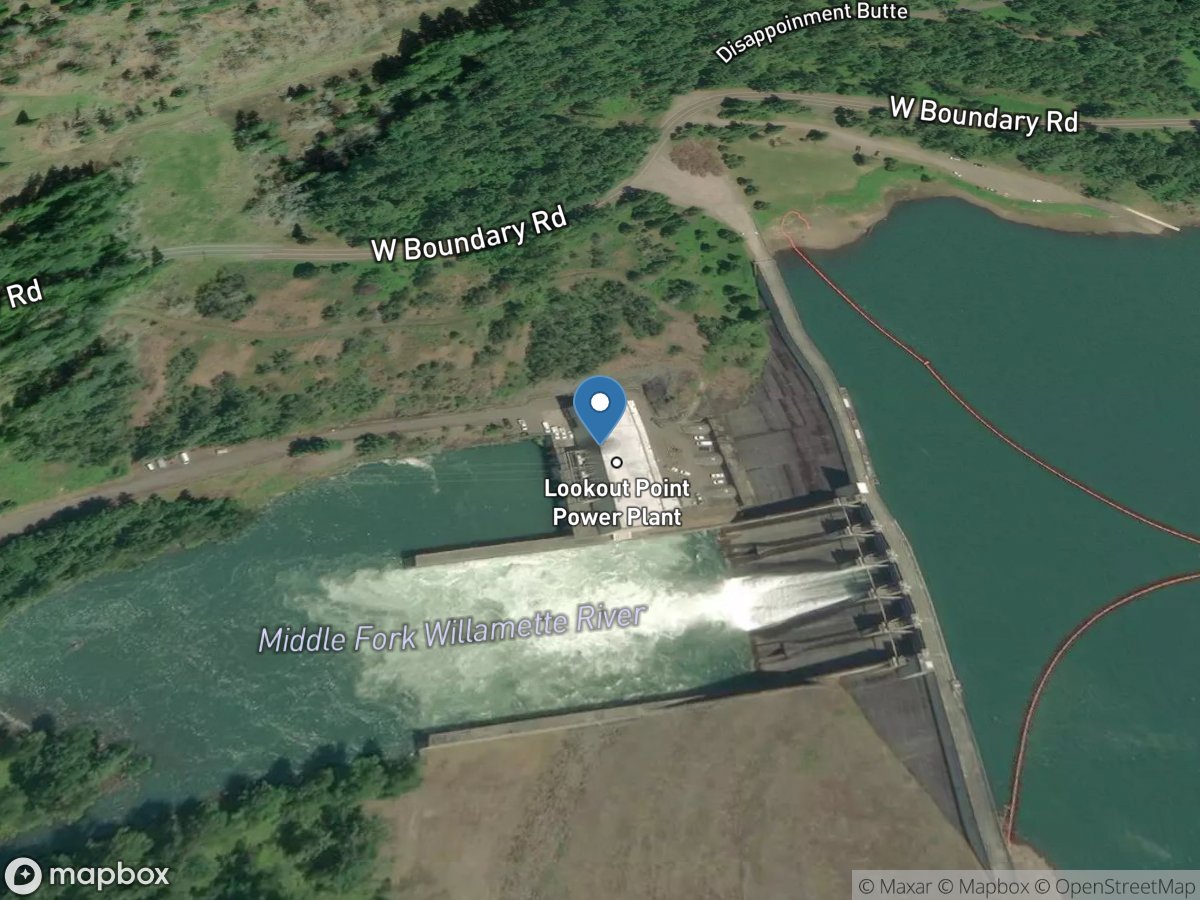 Lookout Point DAM Tailwater near Lowell, OR location