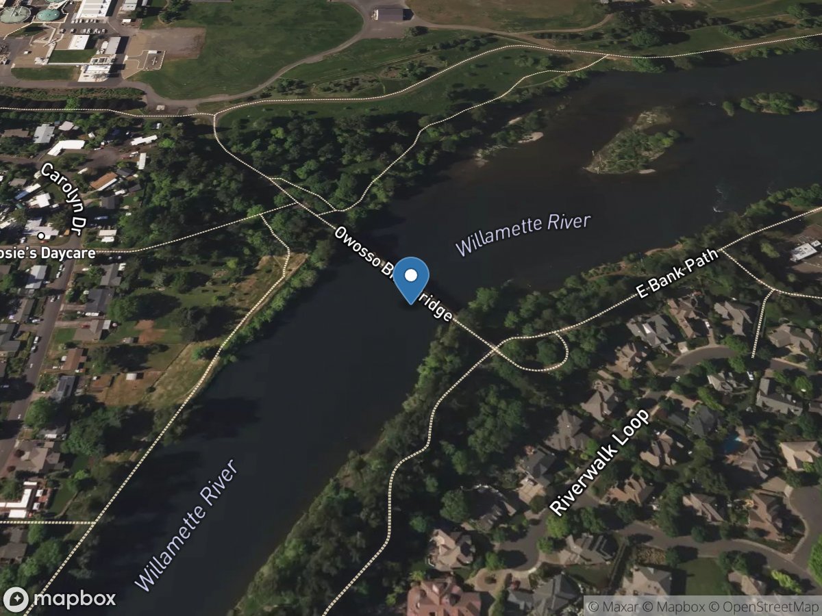 Willamette River at Owosso Bridge at Eugene, OR location