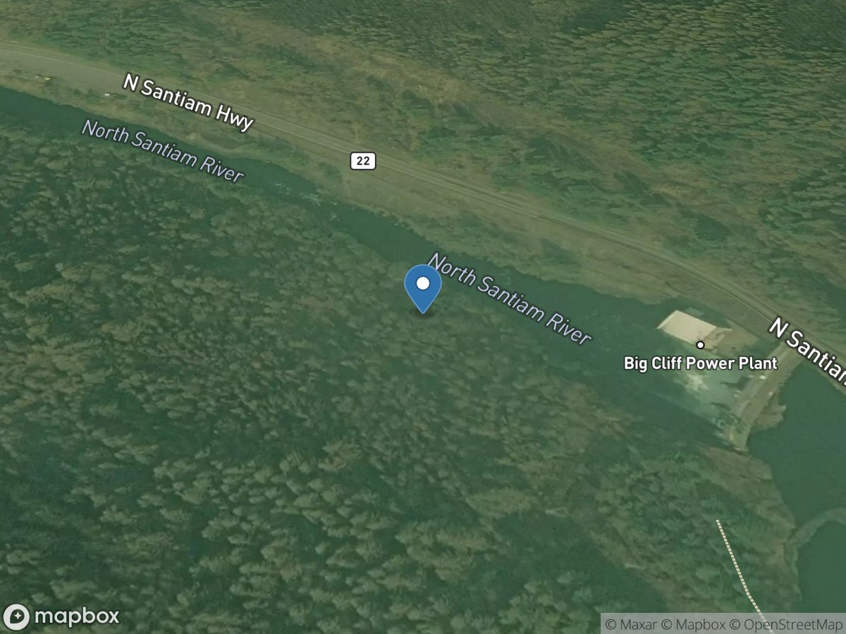 N Santiam River below Big Cliff DAM near Detroit, OR location