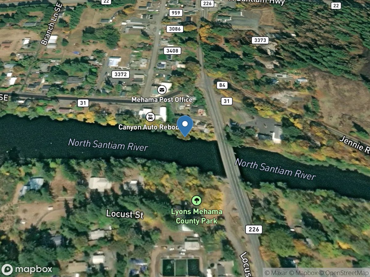 North Santiam River at Mehama, OR location