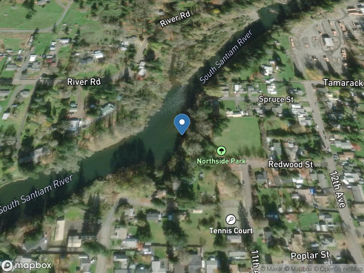 S Santiam River at Northside Park, at Sweet Home, OR location