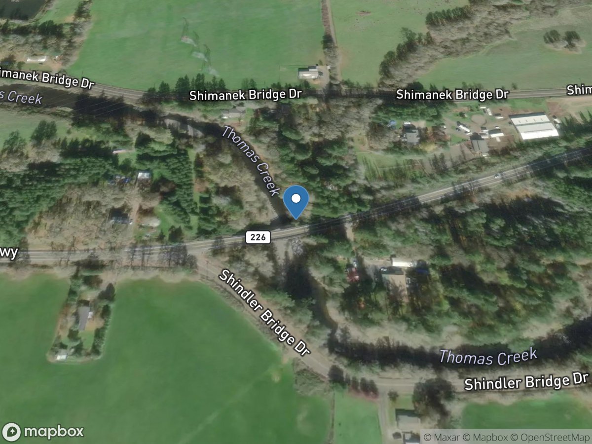 Thomas Creek near Scio, OR location