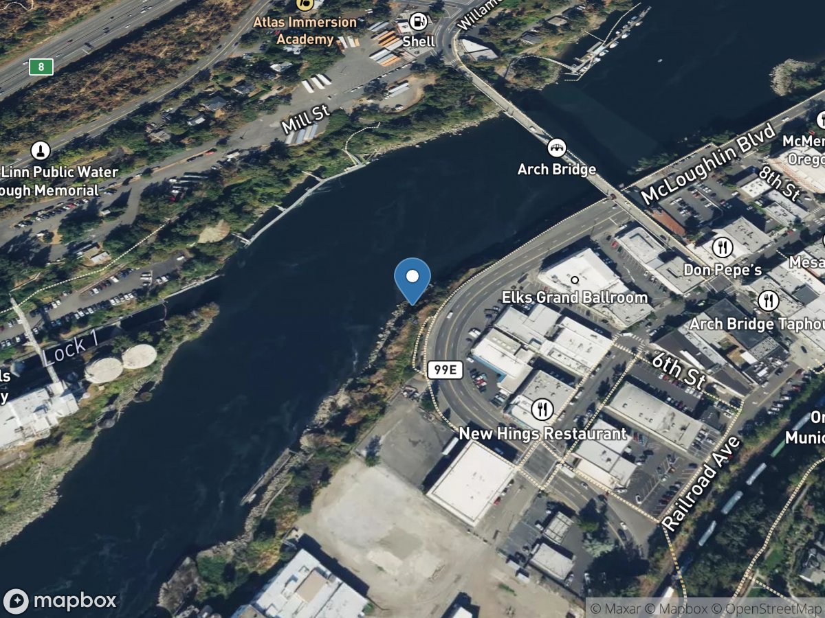 Willamette River below Falls, at Oregon City, OR location