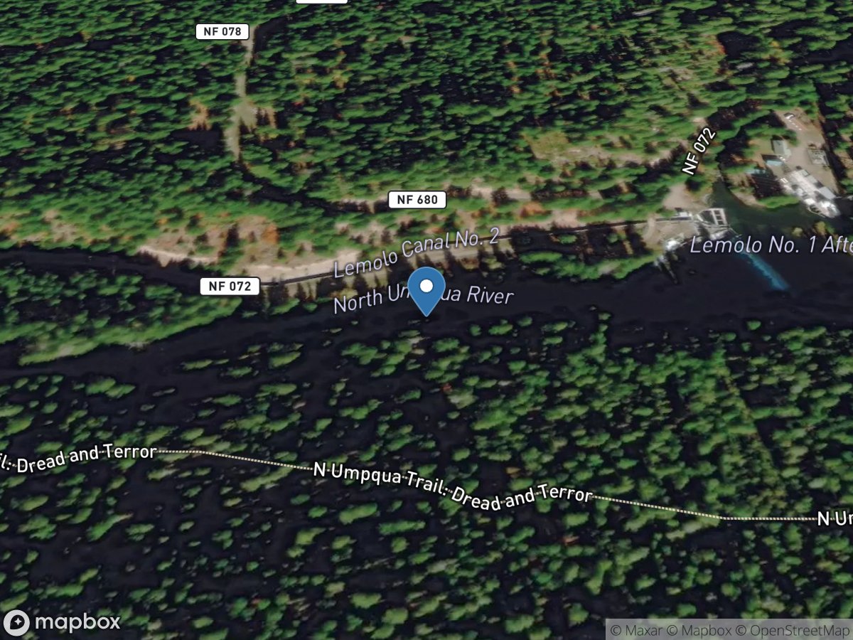 N.umpqua River below Warm Springs Creek near Toketee Falls,OR location