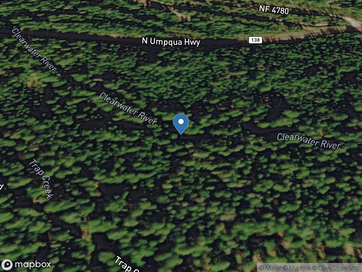 Clearwater River above Trap Creek near Toketee Falls, OR location