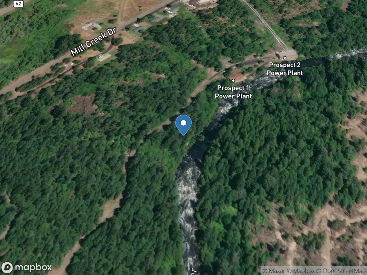 Rogue River below Prospect, OR location