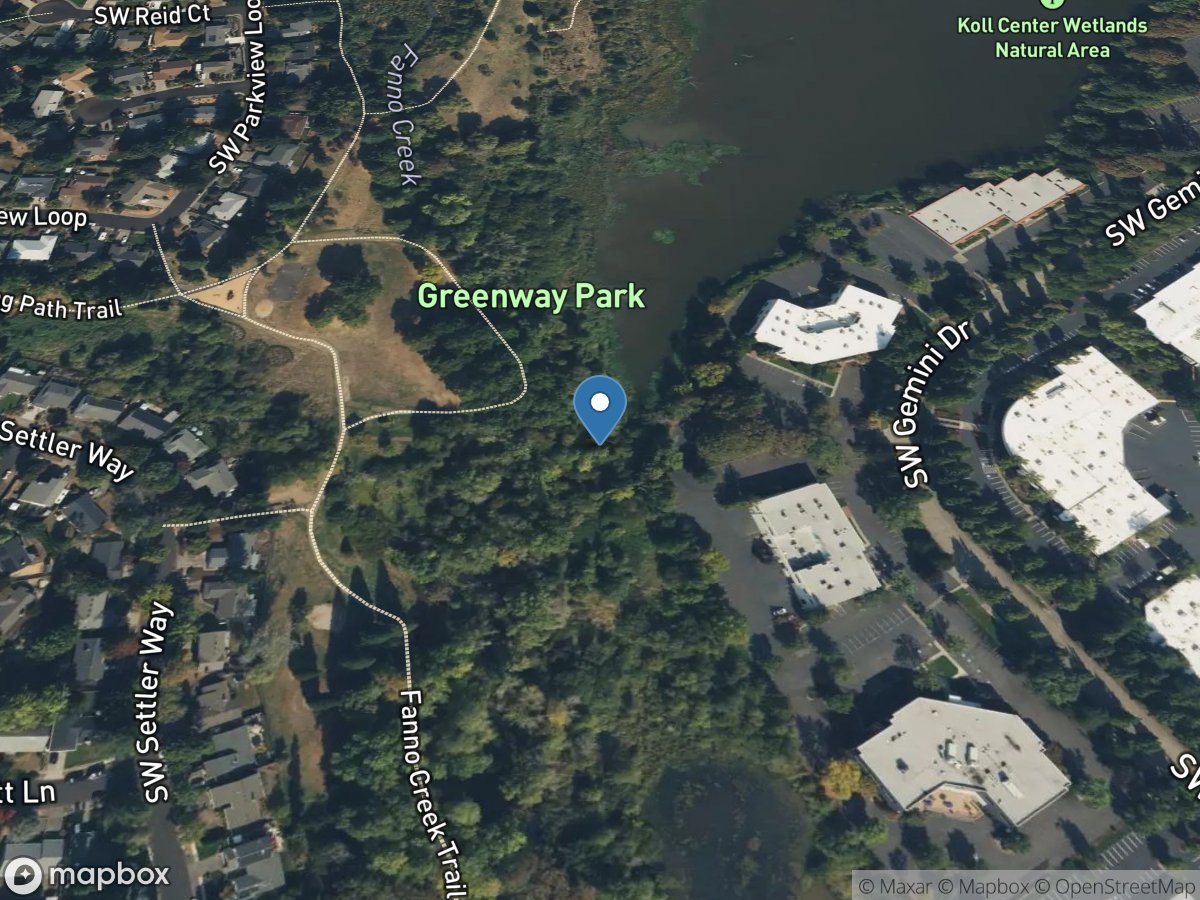 Fanno Creek at Greenway Park, near Southwest Settler Way location