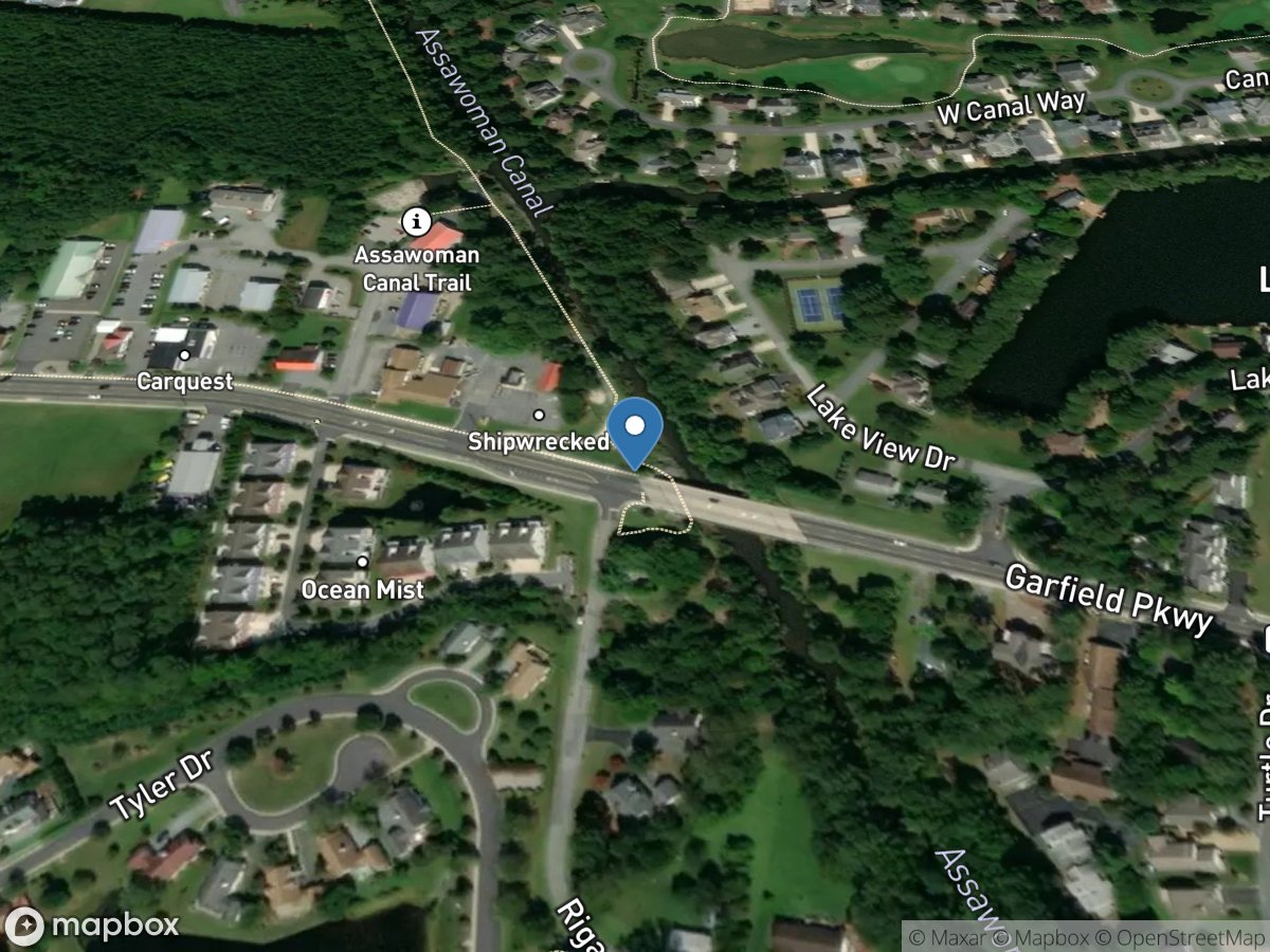 Assawoman Canal at Rt 26 at Ocean View, DE location