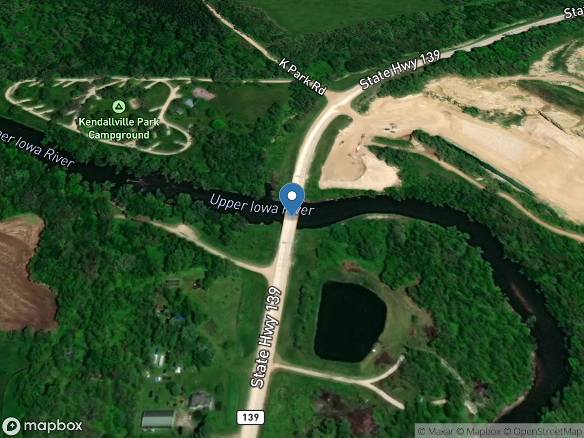 Upper Iowa River at Kendallville, IA location