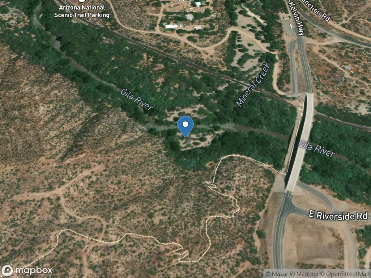 Gila River at Kelvin, Az. location