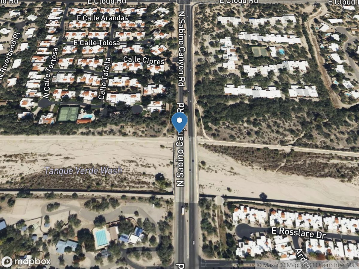 Tanque Verde Creek at Tucson, Az. location