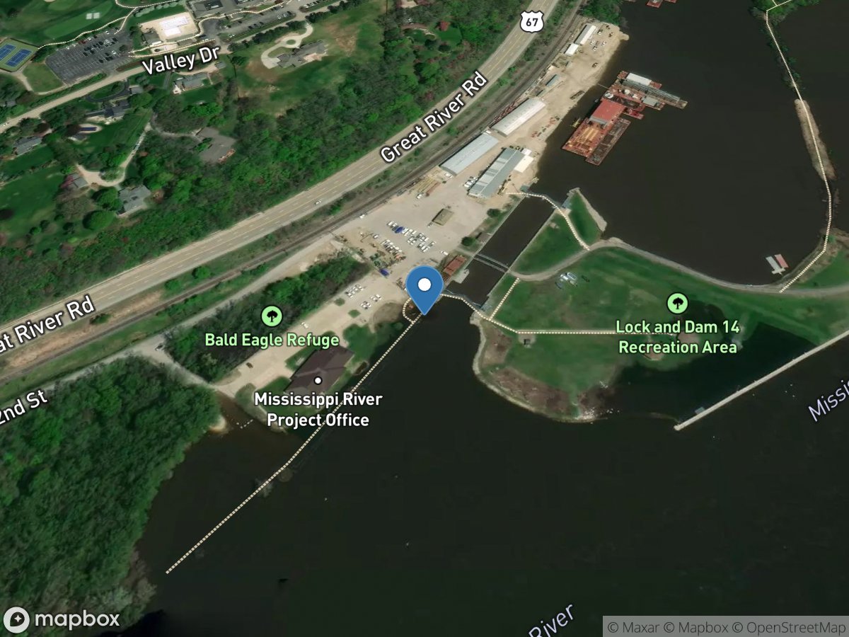 Miss River at Aux Lock 14 (ds) at Pleasant Valley, IA location