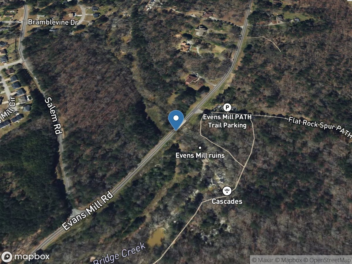 Pole Bridge Creek at Evans Mill Road near Lithonia, GA location